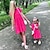 cheap Dresses and Jumpsuits-Mommy and Me Dresses Cotton Solid Color Daily Blue Orange Rose Red Short Sleeve Above Knee Mommy And Me Outfits Daily Matching Outfits