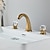 abordables Agujeros múltiples-Grifo para lavabo de baño Grifo monomando con mango de cristal para baño de latón montado en cubierta de 3 orificios (dorado/negro/cromado)