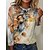 cheap Hoodies &amp; Sweatshirts-Women&#039;s T shirt Tee Wine Blue Green Print Floral Home Casual Long Sleeve Round Neck Basic Regular Loose Fit Floral S