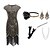 cheap Historical &amp; Vintage Costumes-Roaring 20s Vintage Inspired The Great Gatsby Flapper Dress Dress Outfits Party Costume Short Length The Great Gatsby Women&#039;s Sequins Tassel Fringe Round Neck Halloween Halloween Party Evening Dress