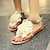 cheap Women&#039;s Sandals-Women&#039;s Sandals Boho Bohemia Beach Flat Sandals Daily Solid Colored Summer Flower Flat Heel Open Toe Sweet PU Leather Buckle Pink Blue Beige