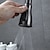 baratos Torneiras de Cozinha-Torneira de cozinha com spray removível, alça única de um furo de latão alto arco de 3 modos torneiras de cozinha estilo minimalista (arma cinza/preto/cromo)