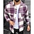 cheap Flannel Shirts-Men&#039;s Shirt Shirt Jacket Shacket Purple Green Gray Long Sleeve Plaid / Check Turndown Spring &amp;  Fall Street Daily Clothing Apparel Button-Down
