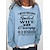 cheap Hoodies &amp; Sweatshirts-Women&#039;s Sweatshirt Pullover Monograms Print Active Streetwear Green Blue Khaki Text Daily Loose Fit Long Sleeve Round Neck S M L XL XXL 3XL