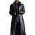cheap Men&#039;s Trench Coat-Men&#039;s Winter Coat Faux Leather Jacket Party Business Winter Fall Faux Leather Windproof Warm Outerwear Clothing Apparel Artistic / Retro Cosplay Pure Color Pocket Turndown Single Breasted