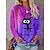 cheap Hoodies &amp; Sweatshirts-Women&#039;s T shirt Tee Green Purple Pink Print Graphic Color Gradient Casual Weekend Long Sleeve Round Neck Regular I&#039;m Fine Painting S