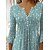 cheap Blouses &amp; Shirts-Women&#039;s Blouse Shirt Tunic Green Blue Red Button Flowing tunic Floral Polka Dot Daily Weekend 3/4 Length Sleeve V Neck Streetwear Casual Regular Floral S / Print