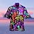 billige herrelejrskjorter-Herre Skjorte Hawaii skjorte Lejrskjorte Selvlysende Aftæpning Gul Rød Lys Lilla Lilla Grøn 3D-udskrivning Gade Afslappet Kortærmet 3D Tøj Mode Hawaiiansk Designer Afslappet
