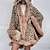 cheap Coats &amp; Trench Coats-Women&#039;s Winter Coat Outdoor Street Shopping Going out Windproof Warm Cardigan Fur Collar Print Stylish Elegant Oversized Street Style V Neck Regular Fit Leopard Outerwear Winter Fall Long Sleeve