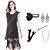 cheap Historical &amp; Vintage Costumes-Roaring 20s Vintage Inspired The Great Gatsby Flapper Dress Dress Outfits Party Costume Short Length The Great Gatsby Women&#039;s Sequins Tassel Fringe Round Neck Halloween Halloween Party Evening Dress