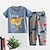 tanie Zestawy-dziecięca koszulka chłopięca &amp; spodnie odzież zestaw 2 sztuki z krótkim rękawem ciemnoniebieskie zwierzę kreskówka dinozaur bawełna wakacje fajne 3-12 lat