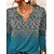 cheap Tees &amp; T Shirts-Women&#039;s T shirt Tee Blue Dusty Blue Floral Home Casual Long Sleeve V Neck Vintage Regular Loose Fit Floral S / 3D Print