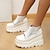 preiswerte Damen-Sneaker-Damen Turnschuhe Übergrössen Schuhe mit innerer Höhenerhöhung Plattform-Turnschuhe Plattform Versteckte Ferse Runde Zehe PU Leder Schnürsenkel Weiß