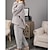 billige Nattøj til kvinder-kvinders pyjamas pjs sæt 2 stykker ren farve mode plys komfort hjemme ferie fleece v wire langærmet pullover bukse elastik talje efterår vinter hjemme outfits