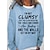 cheap Hoodies &amp; Sweatshirts-Women&#039;s Sweatshirt Pullover Monograms Print Active Streetwear Blue Khaki Light Blue Text Daily Loose Fit Long Sleeve Round Neck S M L XL XXL 3XL