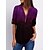 cheap Blouses &amp; Shirts-Women&#039;s Blouse Shirt Green Blue Purple Quarter Zip Print Color Gradient Casual Weekend Long Sleeve V Neck Basic Regular S
