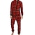 cheap Men&#039;s Pajamas-Men&#039;s Loungewear Sleepwear Onesie Pajamas 1 PCS Grid / Plaid Fashion Comfort Soft Home Bed Polyester Warm V Wire Basic Spring Fall Black Red