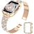 Χαμηλού Κόστους Μπρασελέ για ρολόγια Apple-1 τεμ Smart Watch Band με θήκη Συμβατό με Apple  iWatch Series 8 7 6 5 4 3 2 1 SE Βραχιόλι κοσμήματος για iWatch Εξυπνο ρολόι Λουρί Περικάρπιο Μέταλλο Στρας Αδιάβροχη Πολυτέλεια Ρυθμιζόμενο