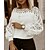 cheap Sweaters-Women&#039;s Pullover Sweater jumper Jumper Crochet Knit Lace Trims Cropped Crew Neck Solid Color Daily Holiday Casual Winter Fall White S M L / Long Sleeve / Regular Fit