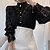 baratos Tops básicos de mulher-Mulheres Blusa Buraco Cor Sólida Elegante &amp; Luxuoso Colarinho de Camisa Padrão Inverno Preto Damasco Branco