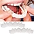 abordables Atención médica domiciliaria-Aparatos ortopédicos de simulación Aparatos ortopédicos de simulación de silicona sonrisa de dientes, carillas de dientes de mordida: los dientes superiores e inferiores se utilizan para blanquear la enseñanza para cubrir dientes imperfectos y hacerte son