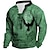 cheap Men&#039;s Henley Sweatshirts-Men&#039;s Sweatshirt Pullover Button Up Hoodie Green Army Green Gray Standing Collar Graphic Prints Eagle Casual Daily Sports 3D Print Streetwear Designer Casual Fall Spring &amp;  Fall Clothing Apparel