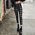 cheap Pants-Women&#039;s Tights Pants Trousers Leggings Plaid Print Ankle-Length Comfort Casual Weekend Skinny Fashion Yellow Red Micro-elastic High Waist
