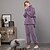 billige Nattøj til kvinder-kvinders pyjamas pjs sæt 2 stykker ren farve mode plys komfort hjemme ferie fleece v wire langærmet pullover bukse elastik talje efterår vinter hjemme outfits