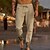 cheap Men&#039;s Bottoms-Men&#039;s Linen Pants Trousers Summer Pants Beach Pants Plain Pocket Drawstring Elastic Waist Comfort Soft Linen / Cotton Blend Daily Weekend Streetwear Casual Dark Khaki Light Khaki Micro-elastic
