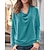 cheap Blouses &amp; Shirts-Women&#039;s Blouse Shirt Green Pink Red Plain Long Sleeve V Neck Streetwear Casual Regular S