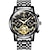 Недорогие Механические часы-Olevs мужские механические часы с календарем, роскошные, водонепроницаемые, модные, автоматические, с автоподзаводом, с фазой Луны, светящиеся часы с ремешком из нержавеющей стали