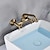 abordables Soporte para pared-Grifo para lavabo de baño, montaje en pared, bronce aceitado, juego central, monomando, dos orificios, grifos para baño