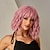 abordables Perruques Synthétiques Sans Bonnet-perruque bob rose courte perruque synthétique de cheveux de vague naturelle pour les femmes partie quotidienne haute densité résistant à la chaleur perruques de fête de noël