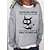 cheap Women&#039;s Hoodies &amp; Sweatshirts-Women&#039;s Sweatshirt Pullover Active Vintage Streetwear Print Pink Red Navy Blue Cat touch my coffee i will slap you so hard even google won&#039;t be able to find you Loose Fit Daily Round Neck Long Sleeve