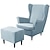 cheap Wingback Chair Cover-Wing Chair Cover Set Stretch Wingback Chair Slipcover and Ottoman Cover, Velvet Wing Back Chair Cover Machine Washable Armchair Chair Cover for Strandmon Chair