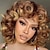 cheap Synthetic Trendy Wigs-Short Curly Wigs for Black Women Soft Brown Blonde Big Curly Wig with Bangs Afro Kinky Curls Heat Resistant Daily Synthetic Wig for African American Women