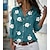 Χαμηλού Κόστους Γυναικείες Μπλούζες &amp; Πουκάμισα-Γυναικεία Μπλούζα Ανθισμένο Ροζ Θαλασσί Πράσινο του τριφυλλιού Φλοράλ Κουμπί Καθημερινά Βασικό Κολάρο Πουκαμίσου Τ
