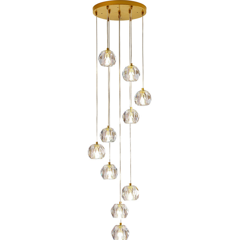 preiswerte Kronleuchter-Kronleuchter LED-Kristall 10-Licht 35 cm Unterputzleuchten Wendeltreppe langer Kronleuchter Villa Treppenlicht Duplex-Kronleuchter 10-120 V / 220-240 V / g9