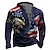 cheap Men&#039;s Henley Sweatshirts-Men&#039;s Unisex Sweatshirt Pullover Button Up Hoodie Blue Standing Collar Graphic Prints Eagle National Flag Zipper Print Daily Sports Holiday 3D Print Streetwear Designer Casual Spring &amp;  Fall Clothing