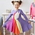 billiga Klänningar-barn flickklänning färgblock regnbåge långärmad ledig söt bomull knälång höst vinter 3-6 år grå