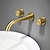 cheap Wall Mount-Bathroom Sink Faucet,Brass Wall Mounted Double Handles Nickel Brushed Luxury Design Brushed Gold Finish Widespread Washroom Faucet with Hot and Cold Switch