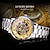 levne Mechanické hodinky-WINNER mechanické hodinky pro Muži Analogové Mechanické manuální natahování Kov Děrování Luxus Klasické S dutým gravírováním Velký ciferník Slitina Nerez Móda Strojové Luxusní