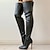 cheap Women&#039;s Boots-Women&#039;s Boots Plus Size Heel Boots Outdoor Daily Solid Colored Crotch High Boots Winter Stiletto Heel Pointed Toe Sexy Casual Industrial Style PU Leather Zipper Black Red