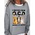 cheap Hoodies &amp; Sweatshirts-Women&#039;s Sweatshirt Pullover Basic Black Blue Khaki Cat Street Long Sleeve Round Neck