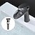 abordables Classiques-cascade salle de bain évier mitigeur robinet, lavabo monocommande mitigeur lavabo avec tuyau d&#039;eau chaude et froide cuve monobloc eau robinet en laiton monté sur pont