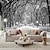 cheap Nature&amp;Landscape Wallpaper-3D Central Park Mural Wallpaper Snow Winter Black And White Peel And Stick Removable PVC/Vinyl Material Self Adhesive/Adhesive Required Wall Decor Wall Mural for Living Room Bedroom