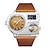 baratos Relógios Quartz-Oulm Masculino Relógios de Quartzo Mostrador Grande Dois Fusos Horários Noctilucente Couro PU Assista