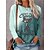 cheap Tees &amp; T Shirts-Women&#039;s T shirt Tee Maroon Yellow Pink Print Graphic Cat Casual Weekend Long Sleeve Round Neck Cartoon Regular I&#039;m Fine Plus Size Painting S