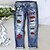 cheap Jeans-Women&#039;s Jeans Distressed Jeans Denim Blue Fashion Christmas Christmas Street Casual Side Pockets Baggy Micro-elastic Full Length Comfort Plaid S M L XL XXL / Cut Out / Ripped / Print