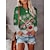 olcso Női pólók-Női Póló Rénszarvas Hópehely Rubin Lóhere Nyomtatott Hosszú ujj Karácsony Hétvége aranyos stílus Kerek Normál Ősz &amp; tél